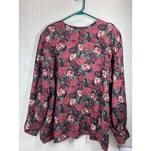 Country Sophisticates Pendleton Top Womens Red Floral VTG Blouse Oregon‎ Size 22